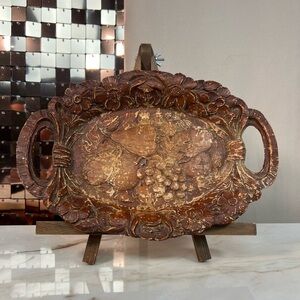 Burwood Products Floral Fruit Tray 20th Century